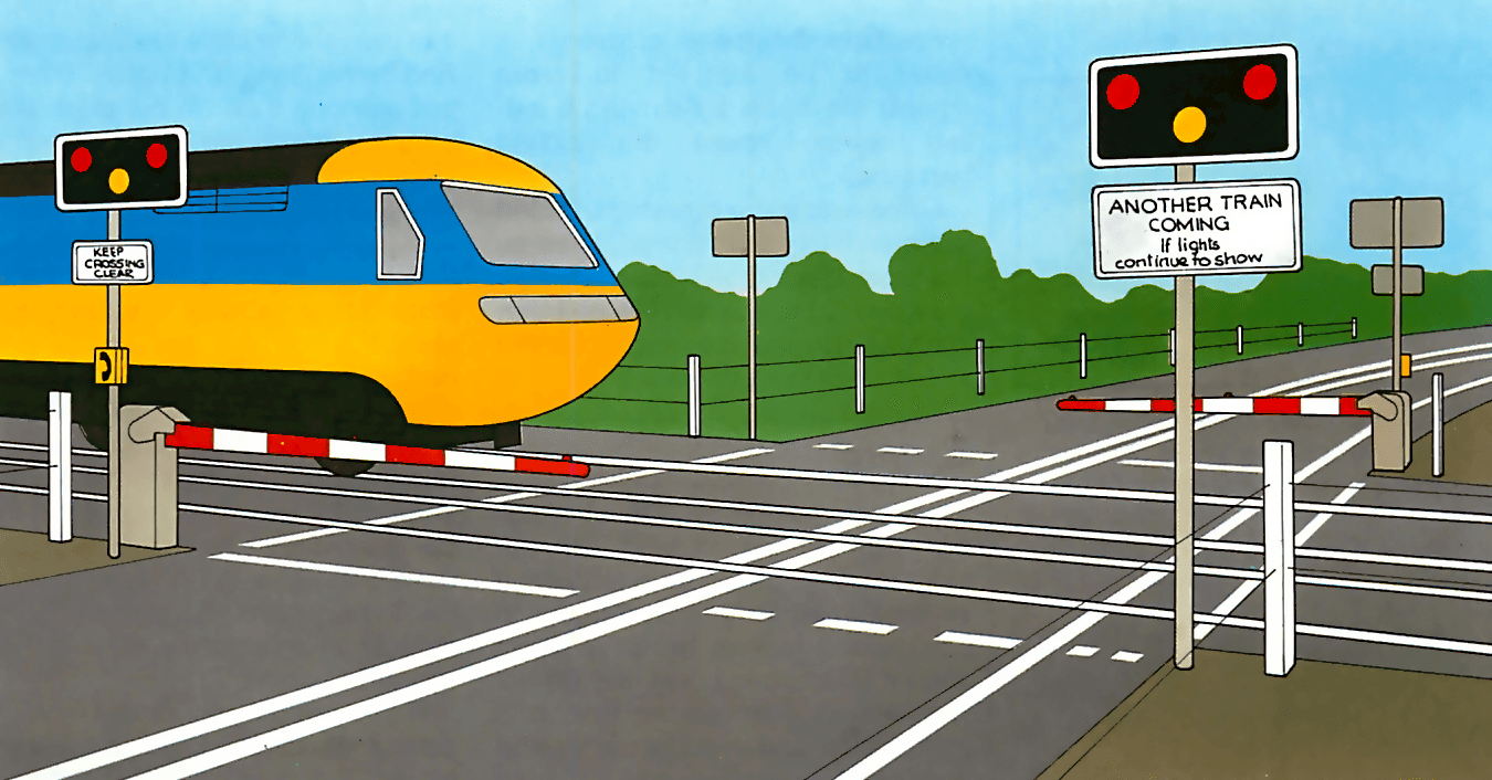 drive around the boom gates at a level crossing